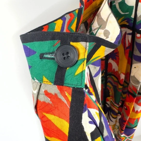 Vintage Safari Midi Skirt Womens 4 Art Statement Colorful Tribal Boho Indie USA - Picture 6 of 10